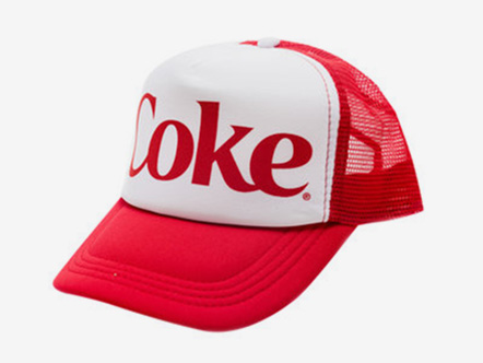 The classic Coke trucker cap, that turns your forehead into a mobile billboard.